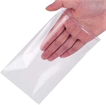 BOLSA TRANSPARENTE CON CINTA ADHESIVA, FÁCIL SELLADO