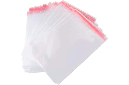 BOLSA TRANSPARENTE CON CINTA ADHESIVA, FÁCIL SELLADO