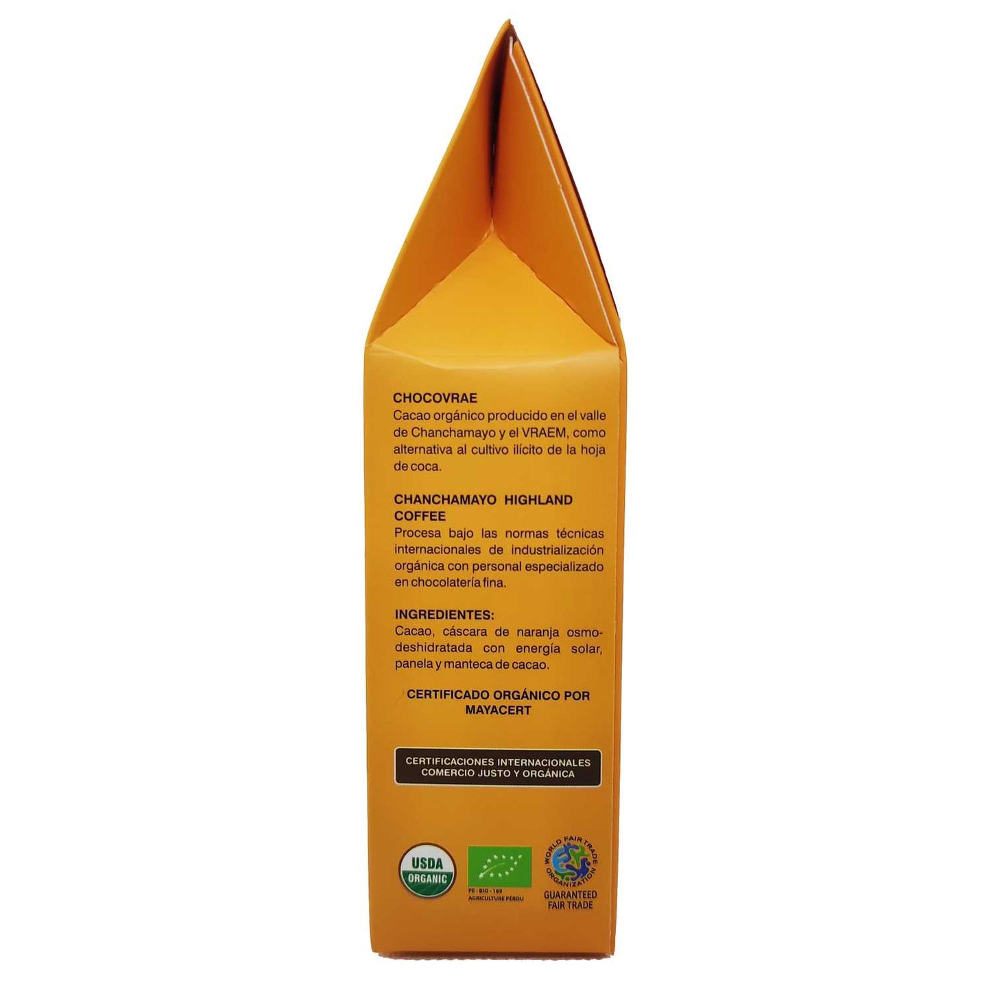 Chocolate con naranja orgánico, caja x100 gr Chanchamayo Highland Coffee