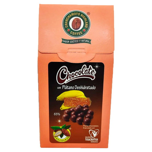 Chocolate con plátano isla orgánico, caja x100 gr Chanchamayo Highland Coffee