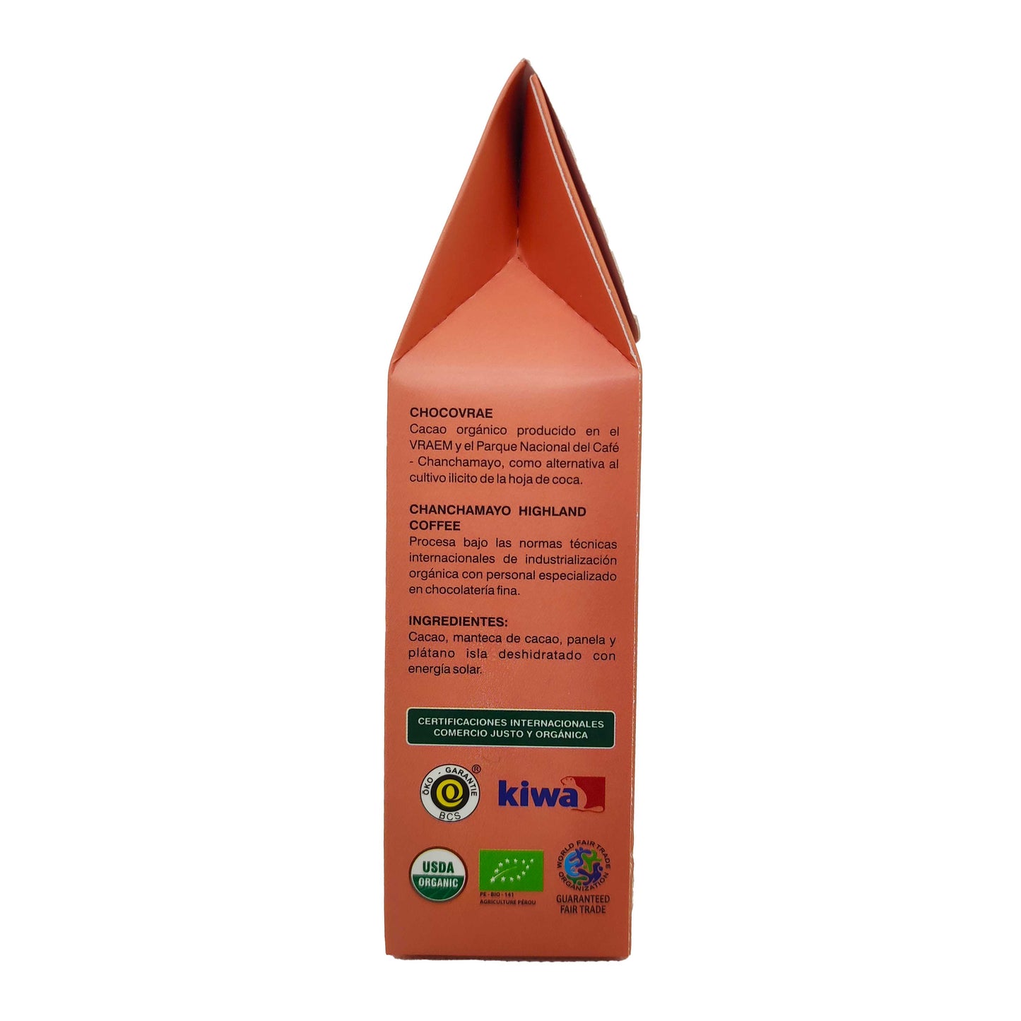 Chocolate con plátano isla orgánico, caja x100 gr Chanchamayo Highland Coffee