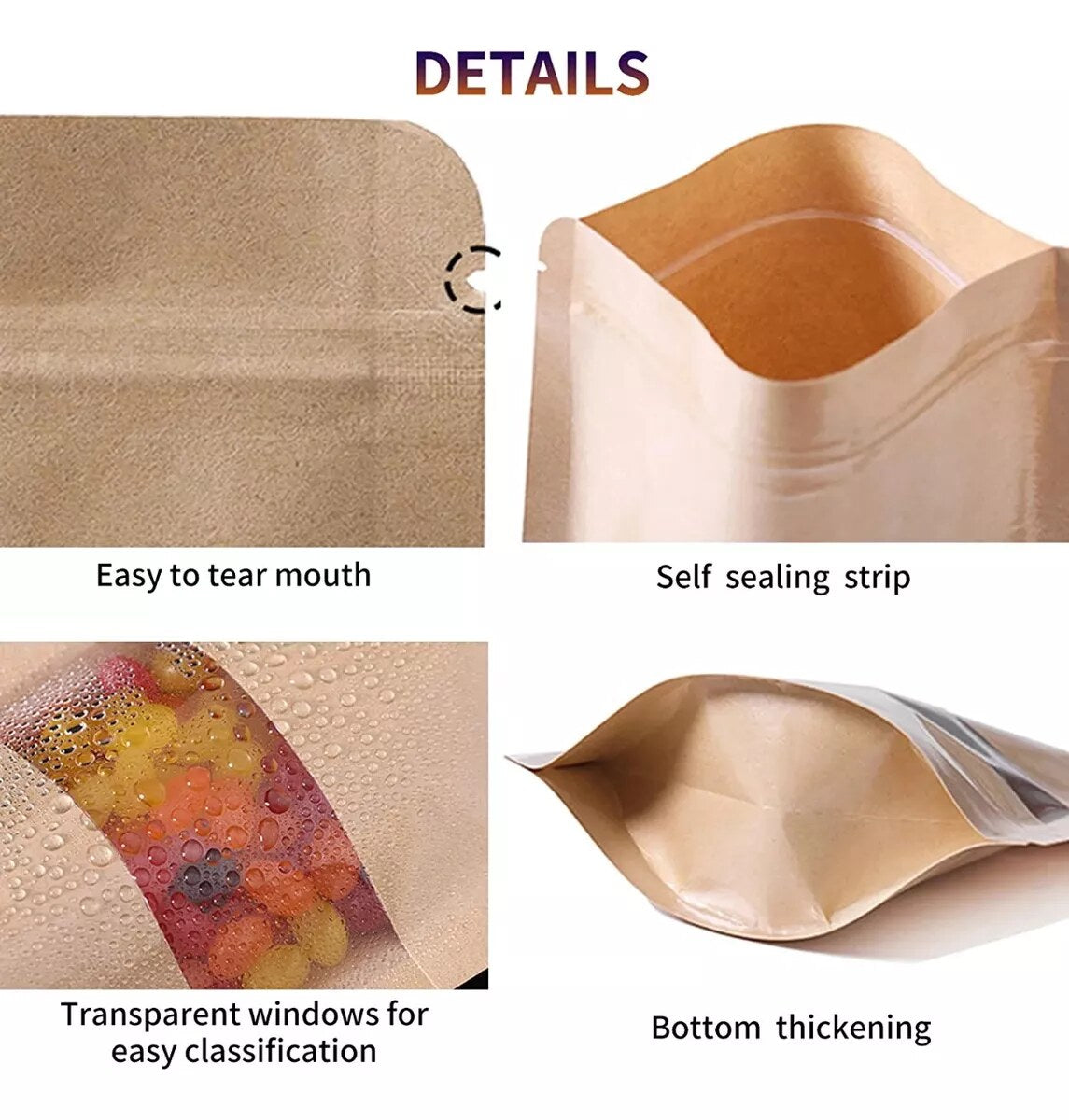 Sobre Trilaminado Kraft con ventana, con zipper, con abre fácil