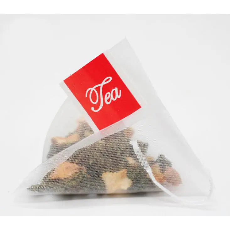 Filtrante nylon "Pirámide" etiqueta Tea La Semillita Peruana