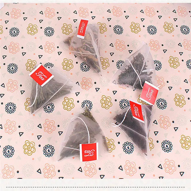 Filtrante nylon "Pirámide" etiqueta Tea La Semillita Peruana