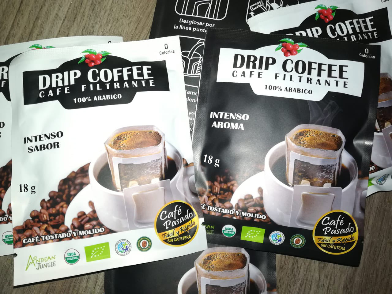 ☕ Drip Coffee Café Filtrante 18 g – 100% Arábico de Chanchamayo | Intenso Sabor & Aroma