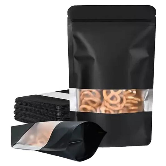 Sobre Negro con ventana Trilaminado, con zipper, con abre fácil, ecológico