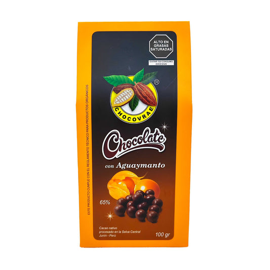 Chocolate con aguaymanto orgánico, caja x100 gr Chanchamayo Highland Coffee