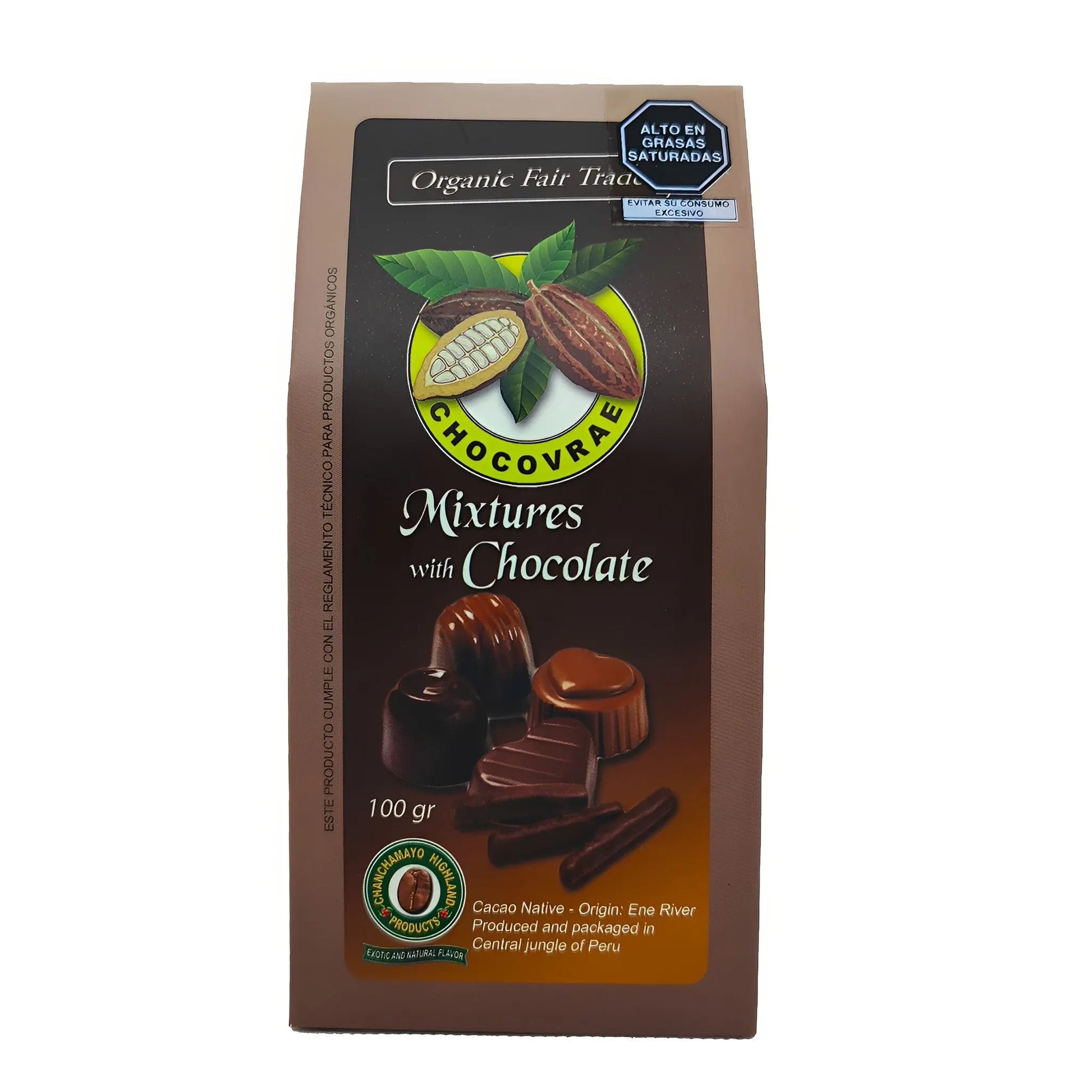 Chocolate mixtura orgánico, caja x100 gr Chanchamayo Highland Coffee