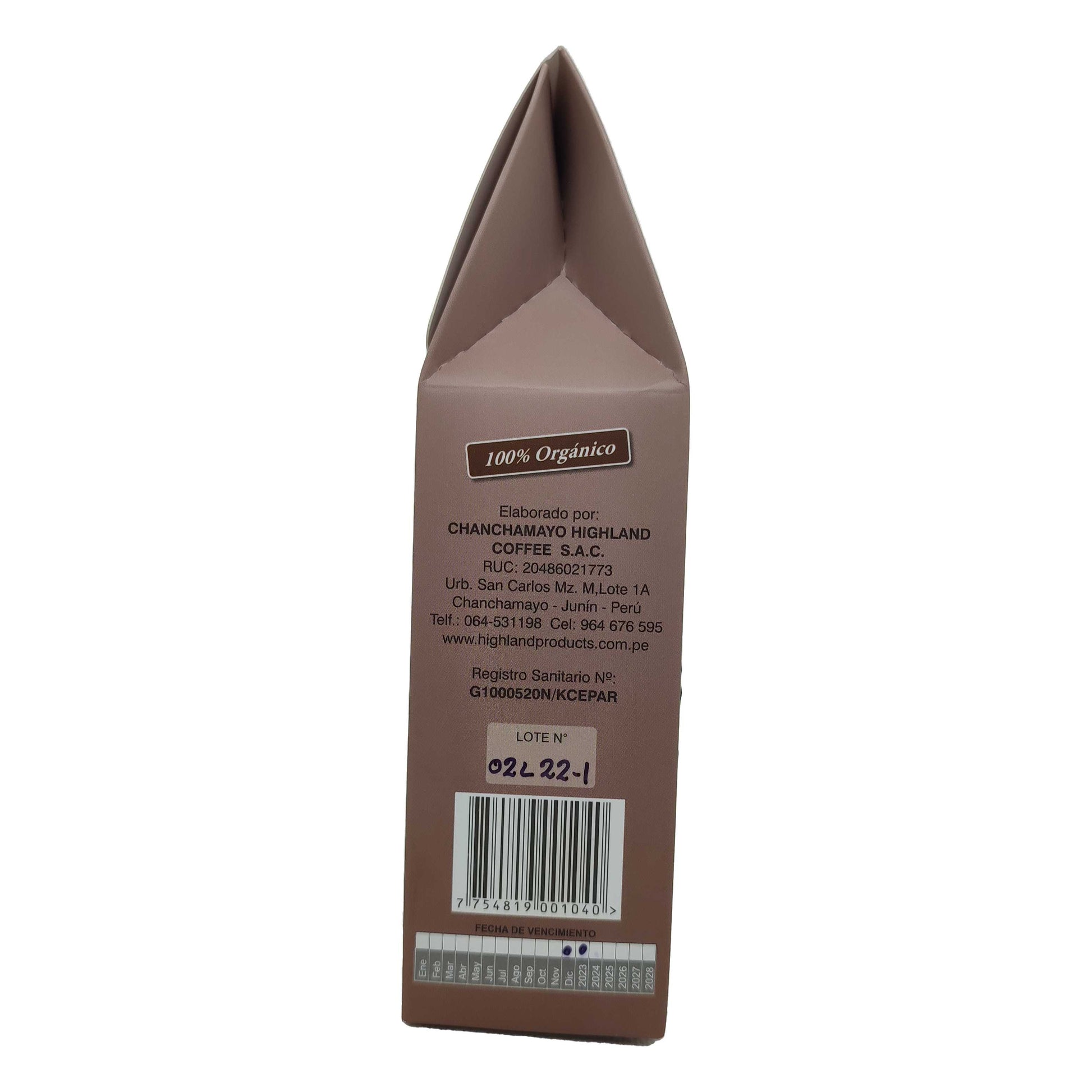 Chocolate mixtura orgánico, caja x100 gr Chanchamayo Highland Coffee