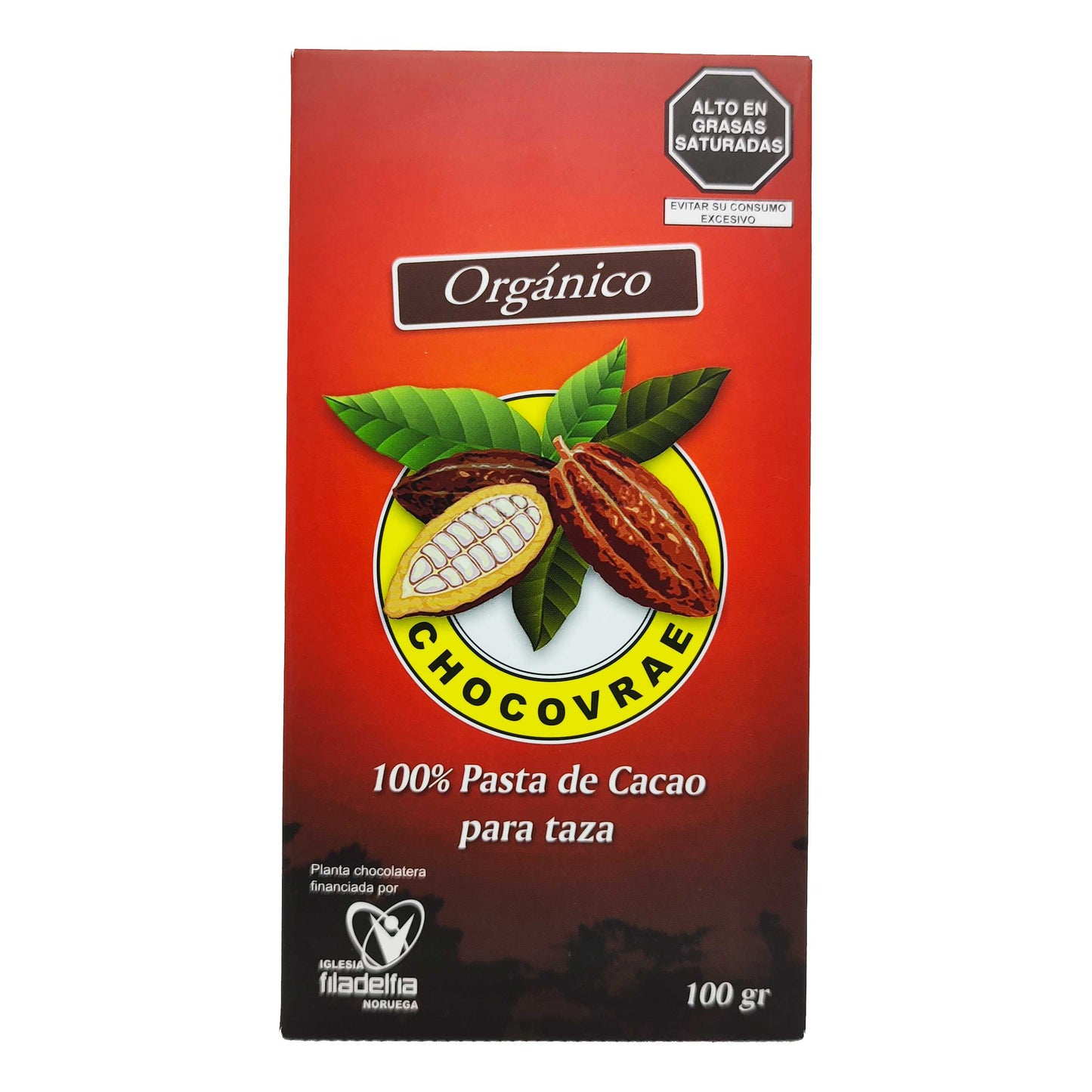 Pasta pura de cacao orgánico, caja x100 gr Chanchamayo Highland Coffee